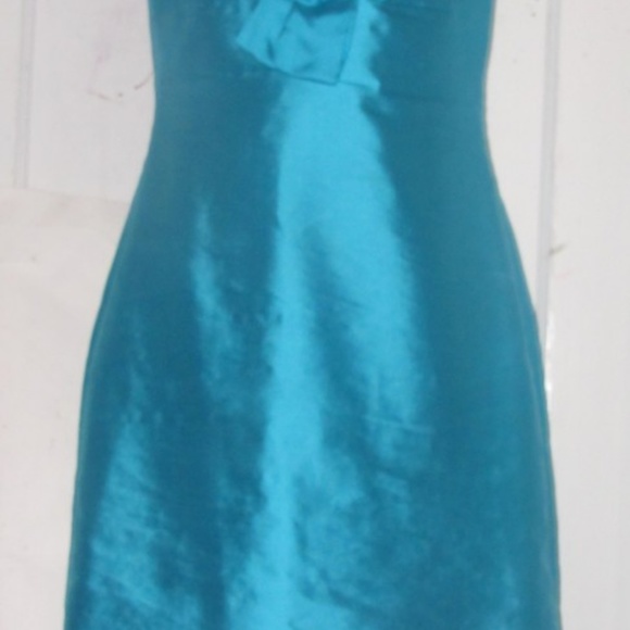 Retro Mid-century Turquoise Blue Teal Silk - Picture 5 of 7